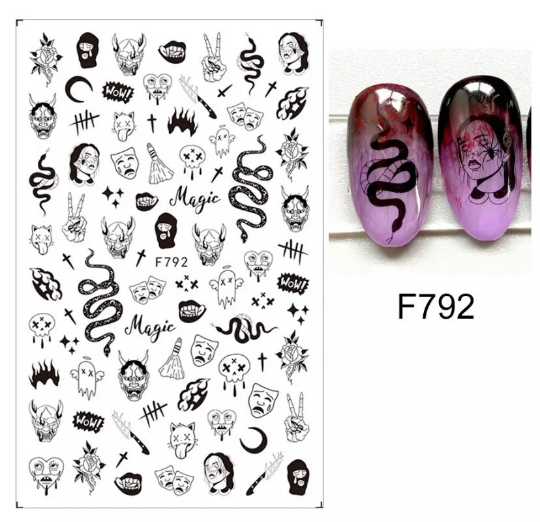 Japanese Gothic Oni Mask Snake Nail Self Adhesive Decals/Stickers