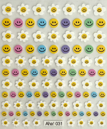 Smiley Faces and Smiley face daisies Self Adhesive Nail Decals/Stickers