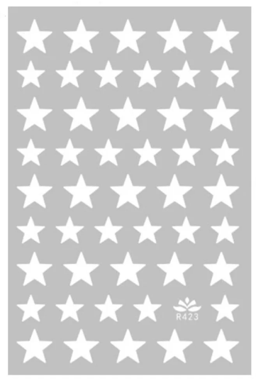 Solid white Stars Self Adhesive Nail Decals/Stickers